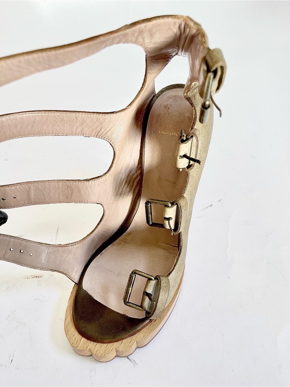Vivienne Westwood Animal Toe Light Grey Leather Buckle Sandals Orb Heel US 7 - Picture 6 of 16